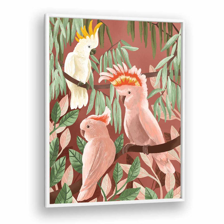 Cockatoos By Goed Blauw Kids Room Paintings Kids Room Wall Art in White Plain Frame