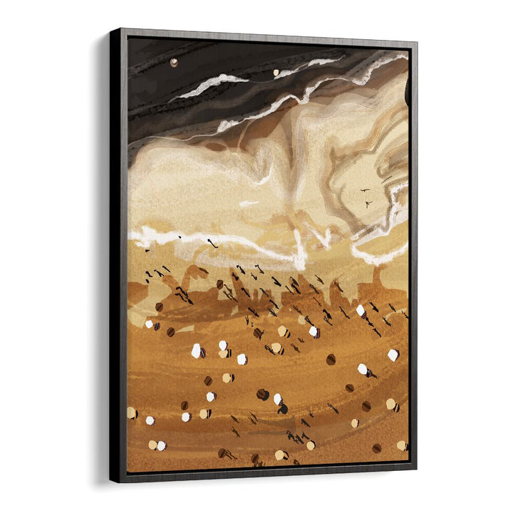 Coffee Beach By Uma Gokhale Landscape Paintings in Black Floater Frame