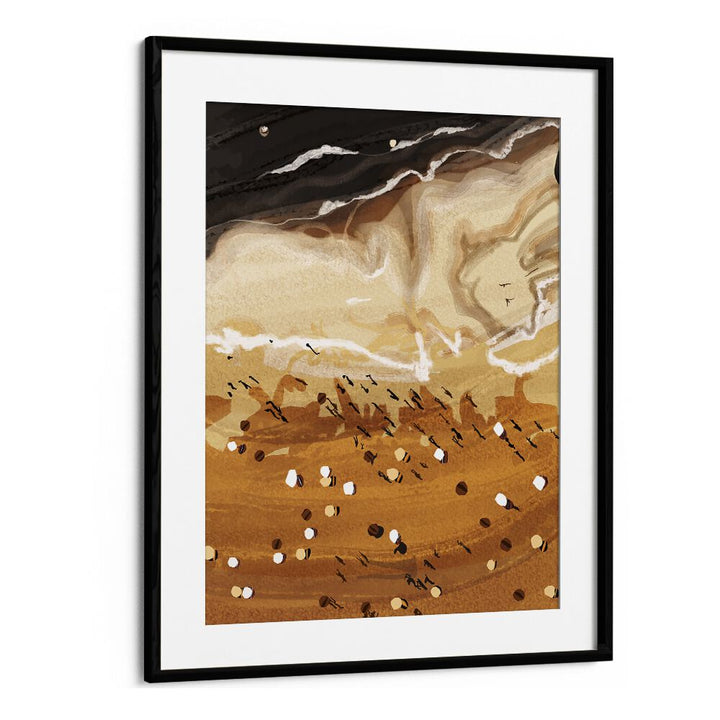 Coffee Beach By Uma Gokhale Landscape Paintings in Black Frame With Mount