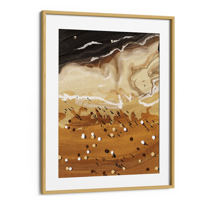 Coffee Beach By Uma Gokhale Landscape Paintings in Oak Wood Frame With Mount