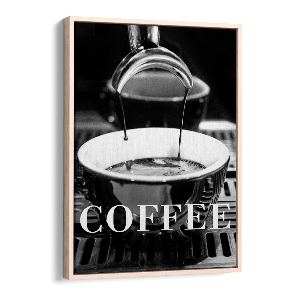 Coffee Black By 1 X Studio Cafe Art Prints Cafe Posters in Oak Wood Floater Frame