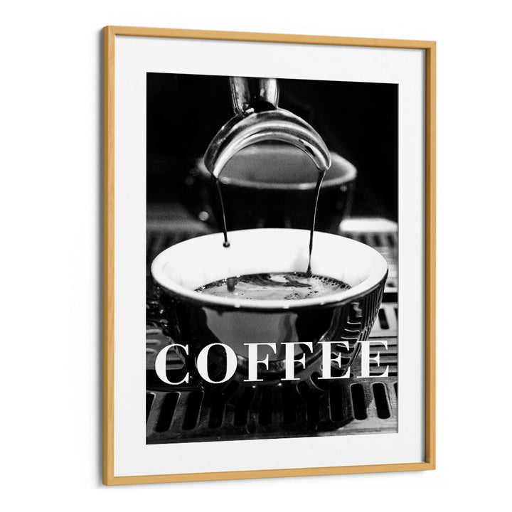 Coffee Black By 1 X Studio Cafe Art Prints Cafe Posters in Oak Wood Frame With Mount