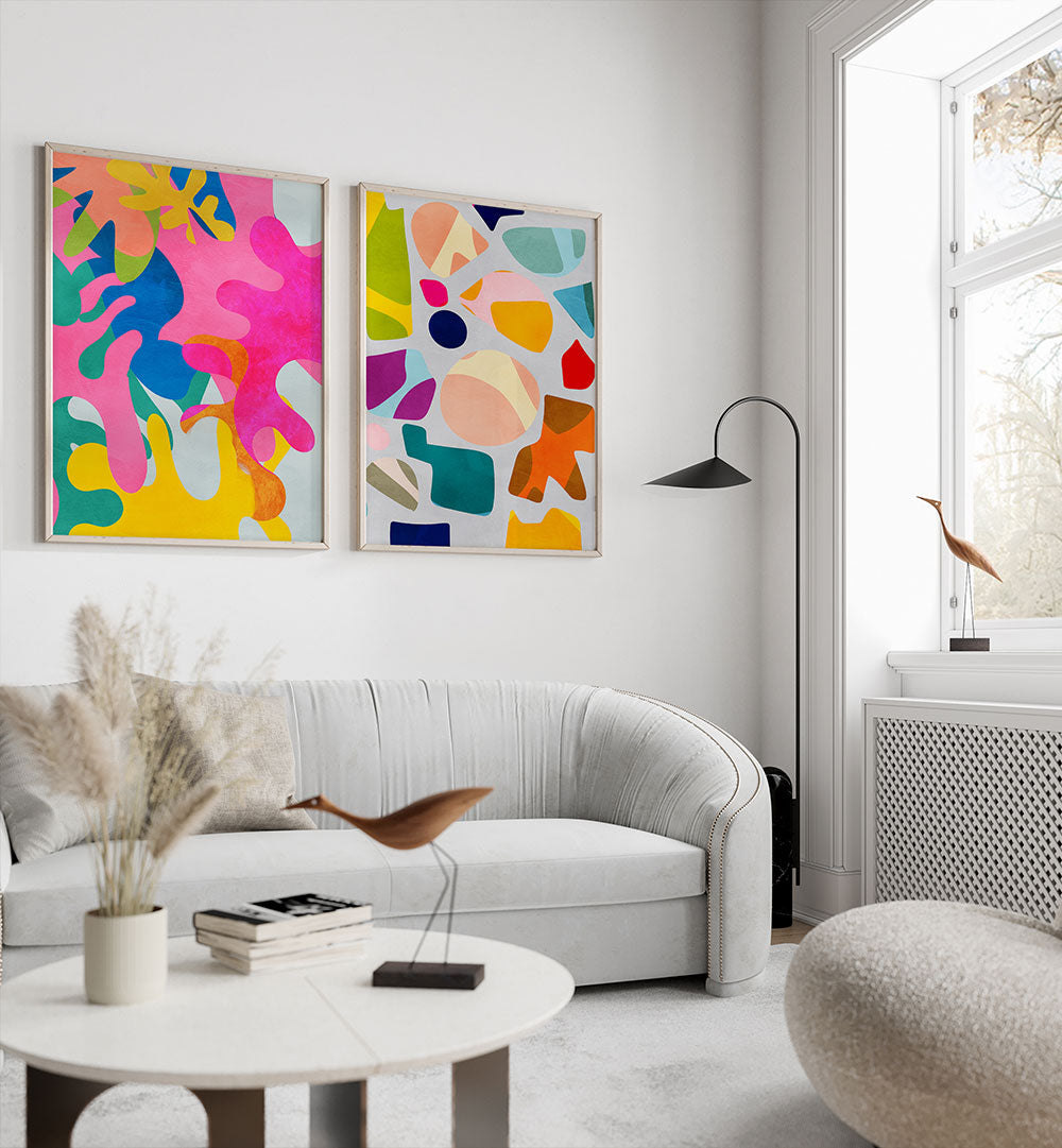 COLOR BLOOM SET , SET OF 2 PAINTINGS
