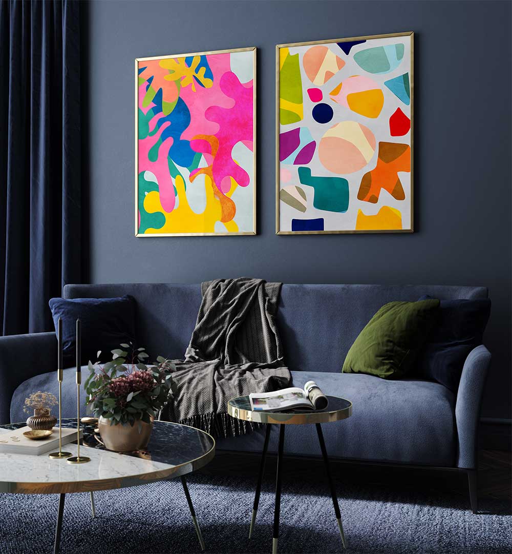 COLOR BLOOM SET , SET OF 2 PAINTINGS