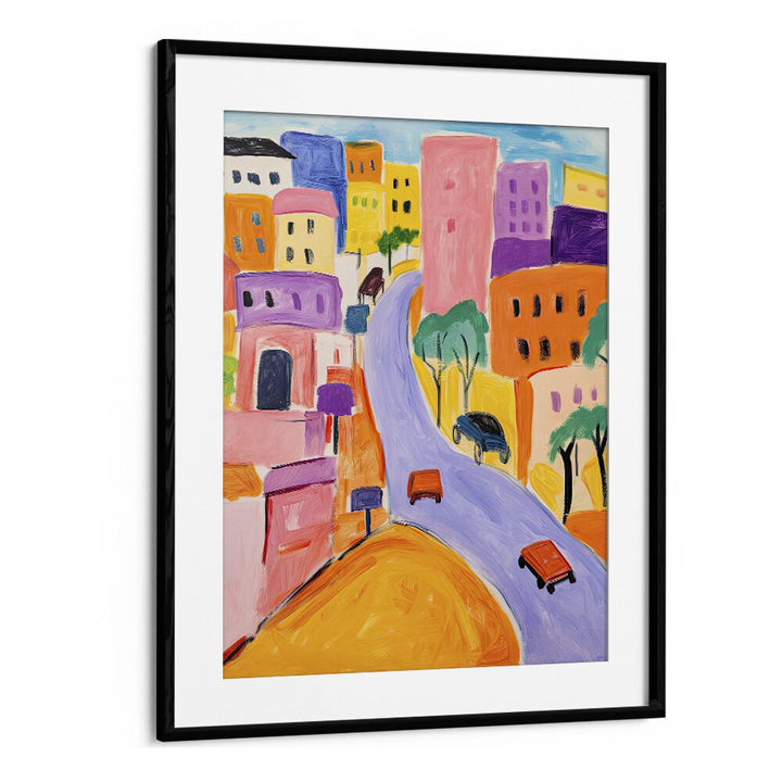 Color City  Kids Paintings in Black Frame With Mount