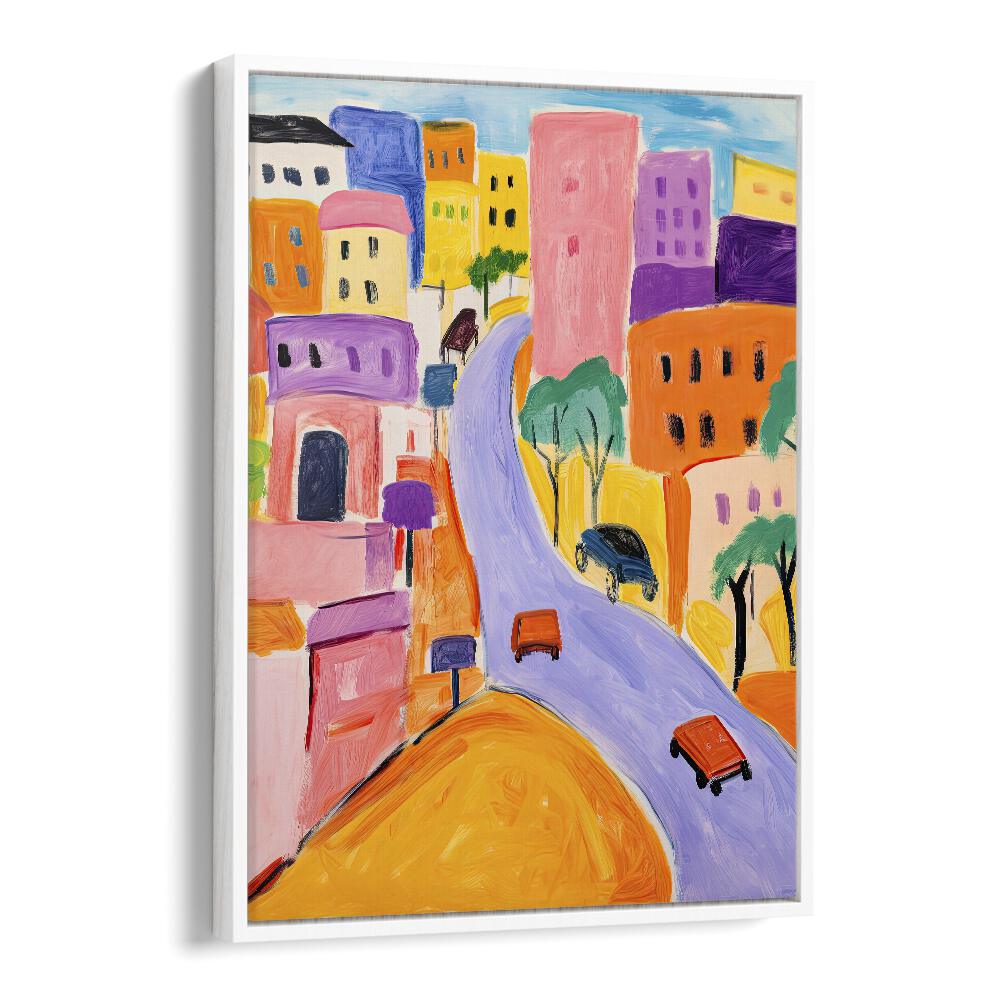 Color City  Kids Paintings in White Floater Frame