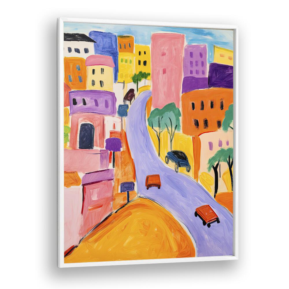 Color City  Kids Paintings in White Plain Frame