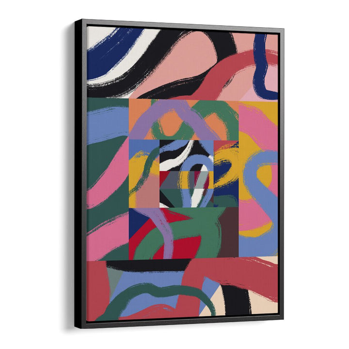 Colorful Line Ribbon Abstract By Little Dean Abstract Art Abstract Paintings in Black Floater Frame