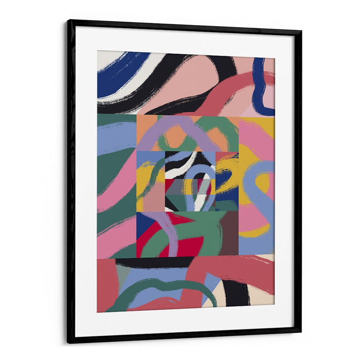 Colorful Line Ribbon Abstract By Little Dean Abstract Art Abstract Paintings in Black Frame With Mount