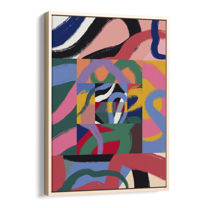 Colorful Line Ribbon Abstract By Little Dean Abstract Art Abstract Paintings in Oak Wood Floater Frame