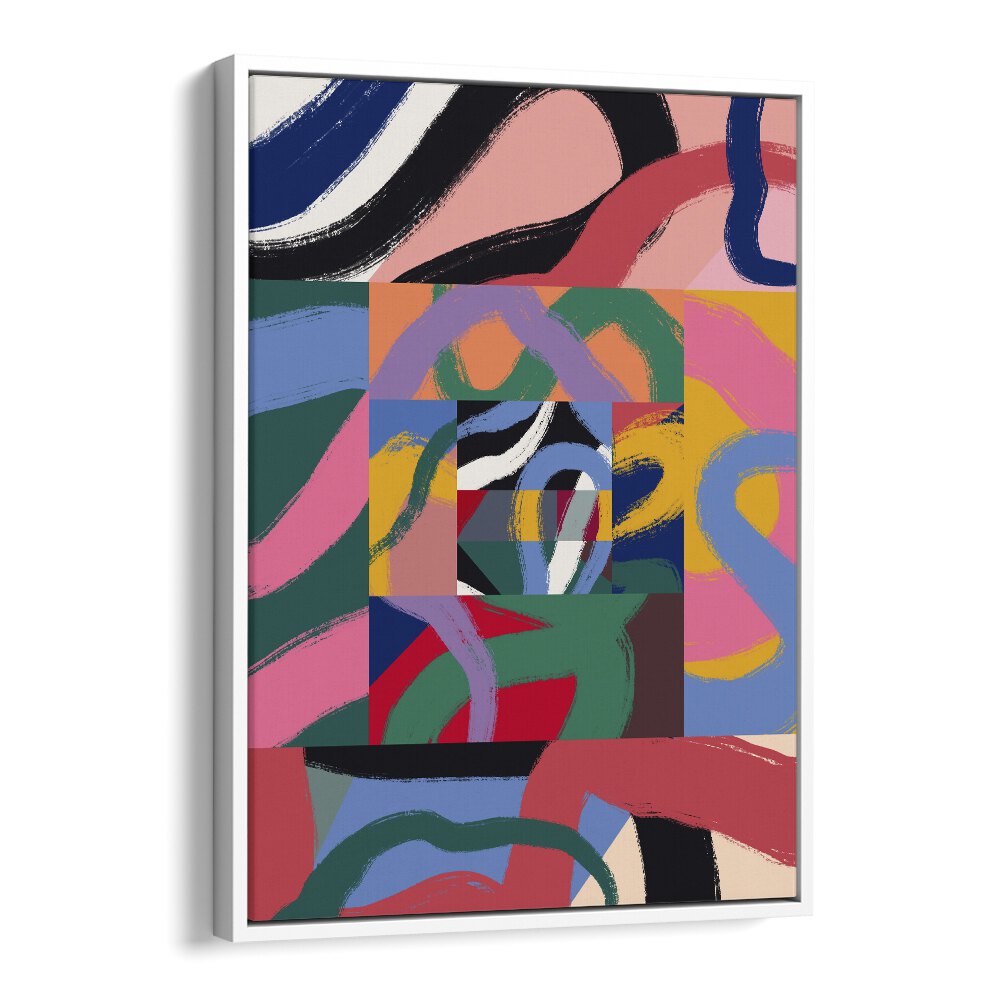 Colorful Line Ribbon Abstract By Little Dean Abstract Art Abstract Paintings in White Floater Frame