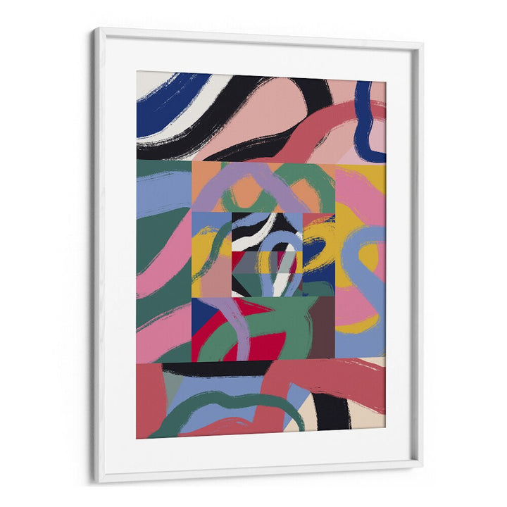 Colorful Line Ribbon Abstract By Little Dean Abstract Art Abstract Paintings in White Frame With Mount