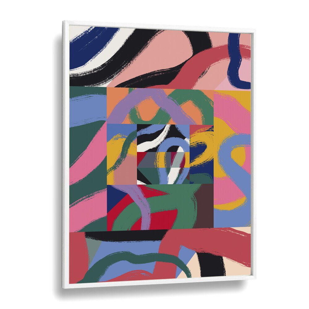 Colorful Line Ribbon Abstract By Little Dean Abstract Art Abstract Paintings in White Plain Frame