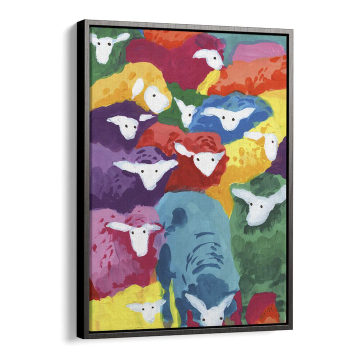 Colorful Sheep Cocktail By Ania Zwara Kids Room Paintings Kids Room Wallart in Black Floater Frame