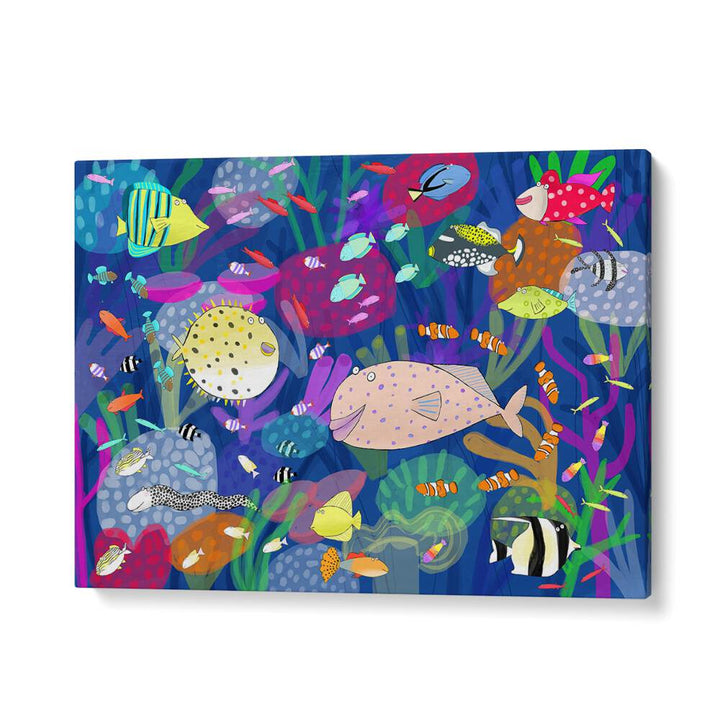 Colorful Tropical Fish Illustration By Carla Daly Kids Room Art in Gallery Wrap