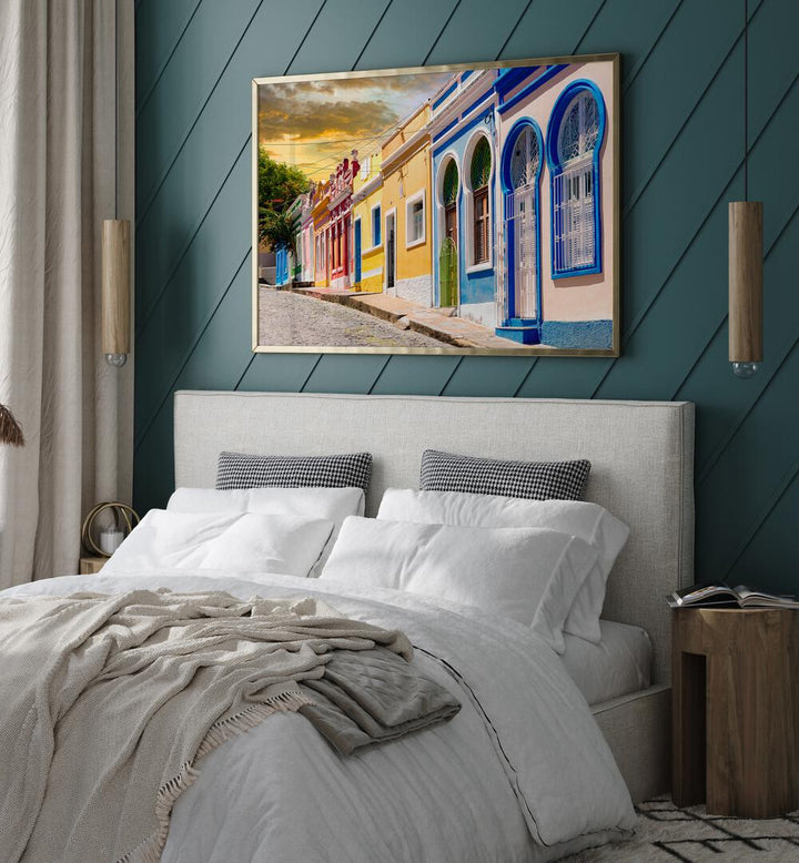 COLORFUL SUNSET STREET , BEACH PAINTINGS