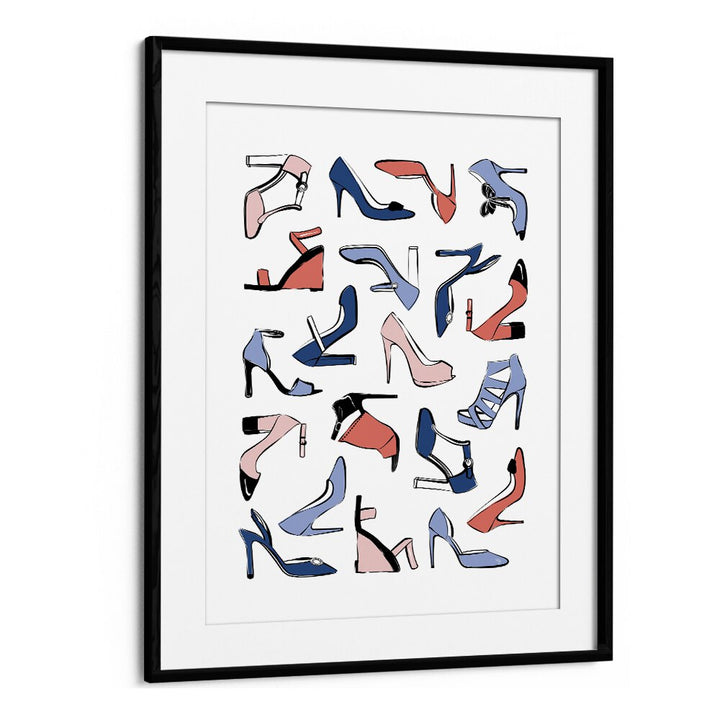 Colourful Heels by Martina Fashion Paintings Fashion Posters in Black Frame With Mount