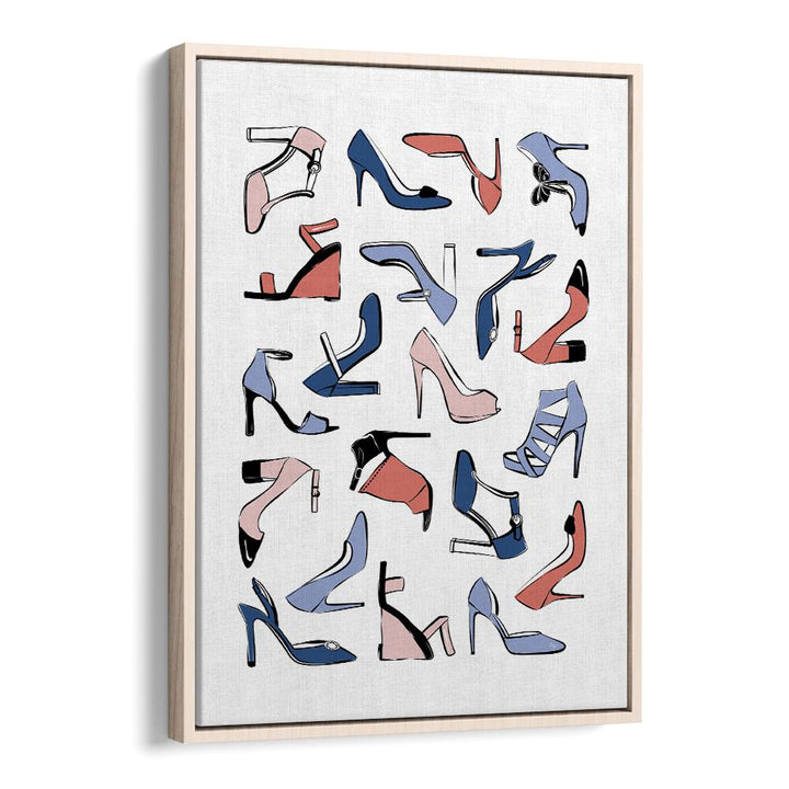 Colourful Heels by Martina Fashion Paintings Fashion Posters in Oak Wood Floater Frame