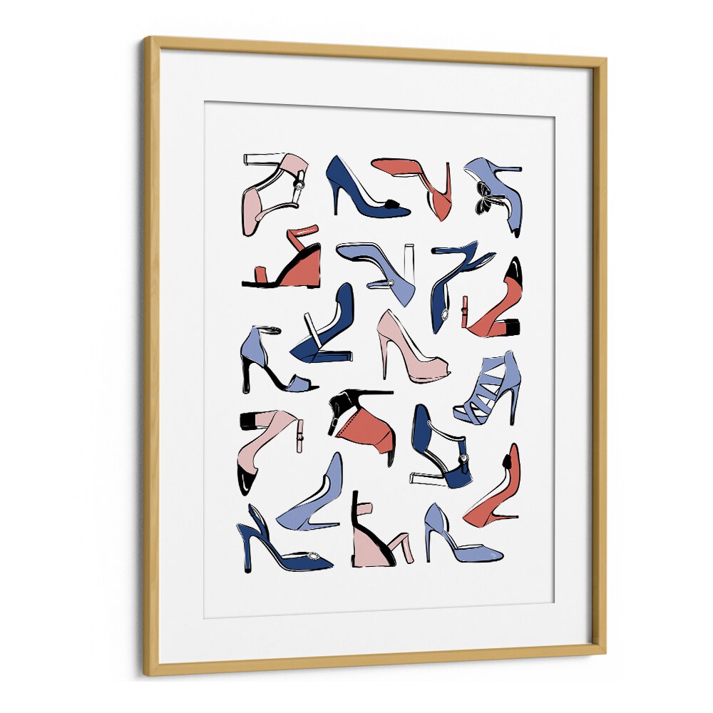 Colourful Heels by Martina Fashion Paintings Fashion Posters in Oak Wood Frame With Mount