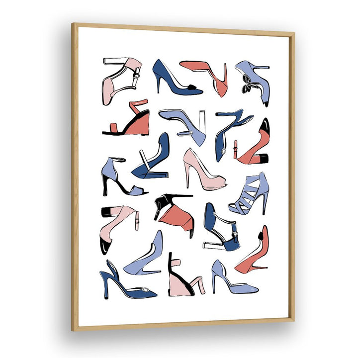 Colourful Heels by Martina Fashion Paintings Fashion Posters in Oak Wood Plain Frame