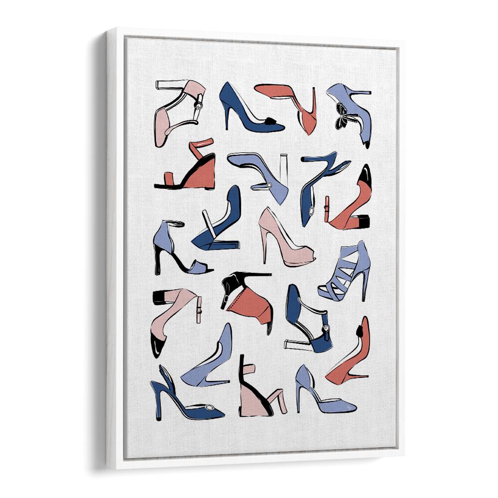 Colourful Heels by Martina Fashion Paintings Fashion Posters in White Floater Frame