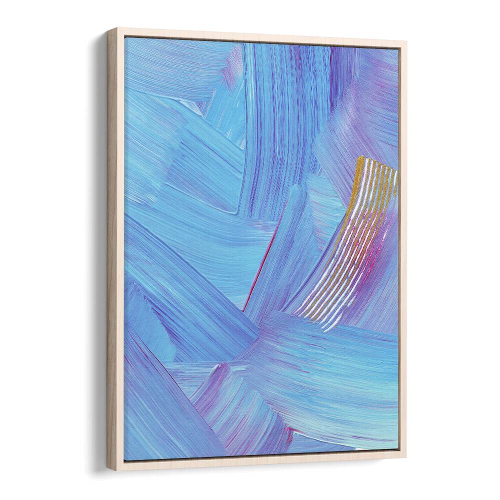 Colourful Strokes by Uplus Me Studio Abstract Art Abstract Paintings in Oak Wood Floater Frame