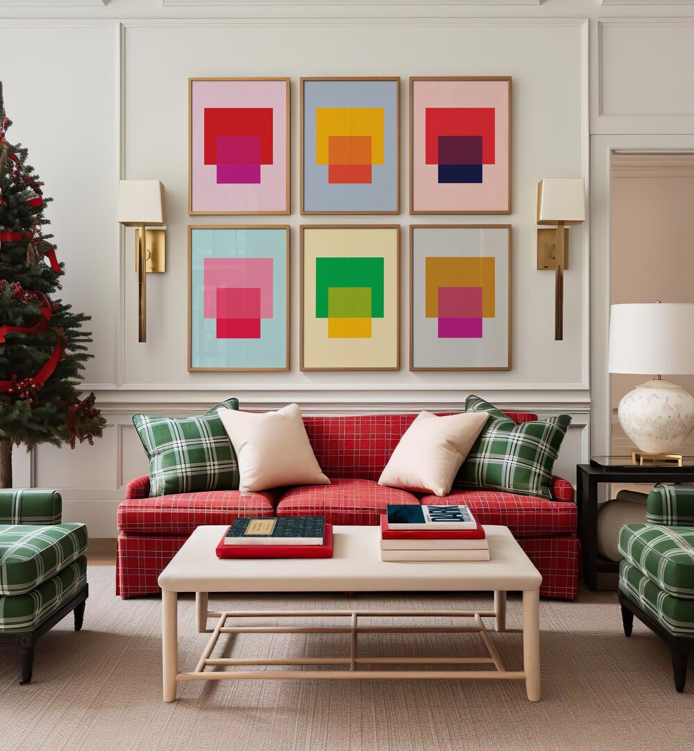 COLORFUL ABSTRACT BLOCKS GALLERY WALL SET OF 6