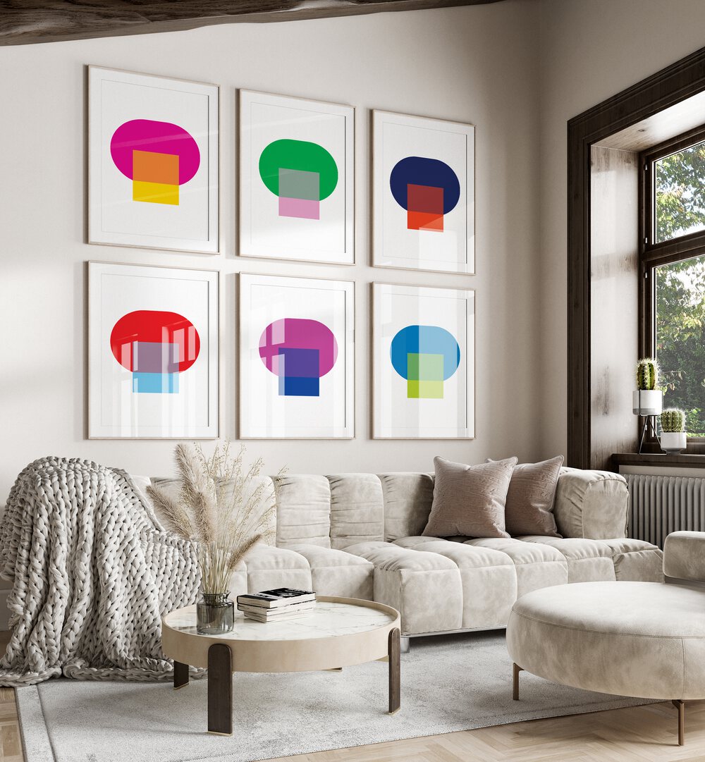 GEOMETRICAL MODERN ABSTRACT GALLERY WALL SET OF 6