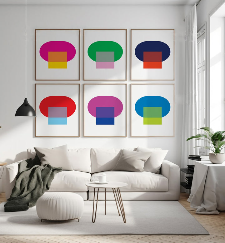 GEOMETRICAL MODERN ABSTRACT GALLERY WALL SET OF 6