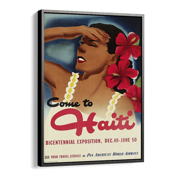 Come To Haiti-Dec 49-June 50 Retro Vintage Travel Travel Posters in Black Floater Frame