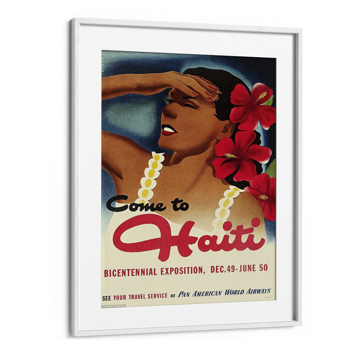 Come To Haiti-Dec 49-June 50 Retro Vintage Travel Travel Posters in White Frame With Mount