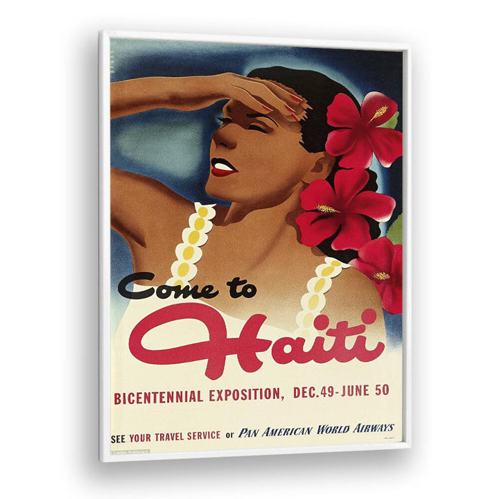 Come To Haiti-Dec 49-June 50 Retro Vintage Travel Travel Posters in White Plain Frame