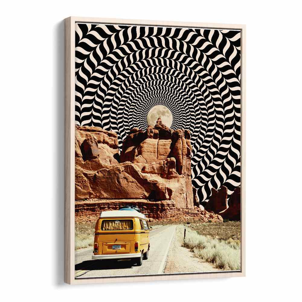 Commute The Real Surreal Paintings Surreal Art Prints in Oak Wood Floater Frame