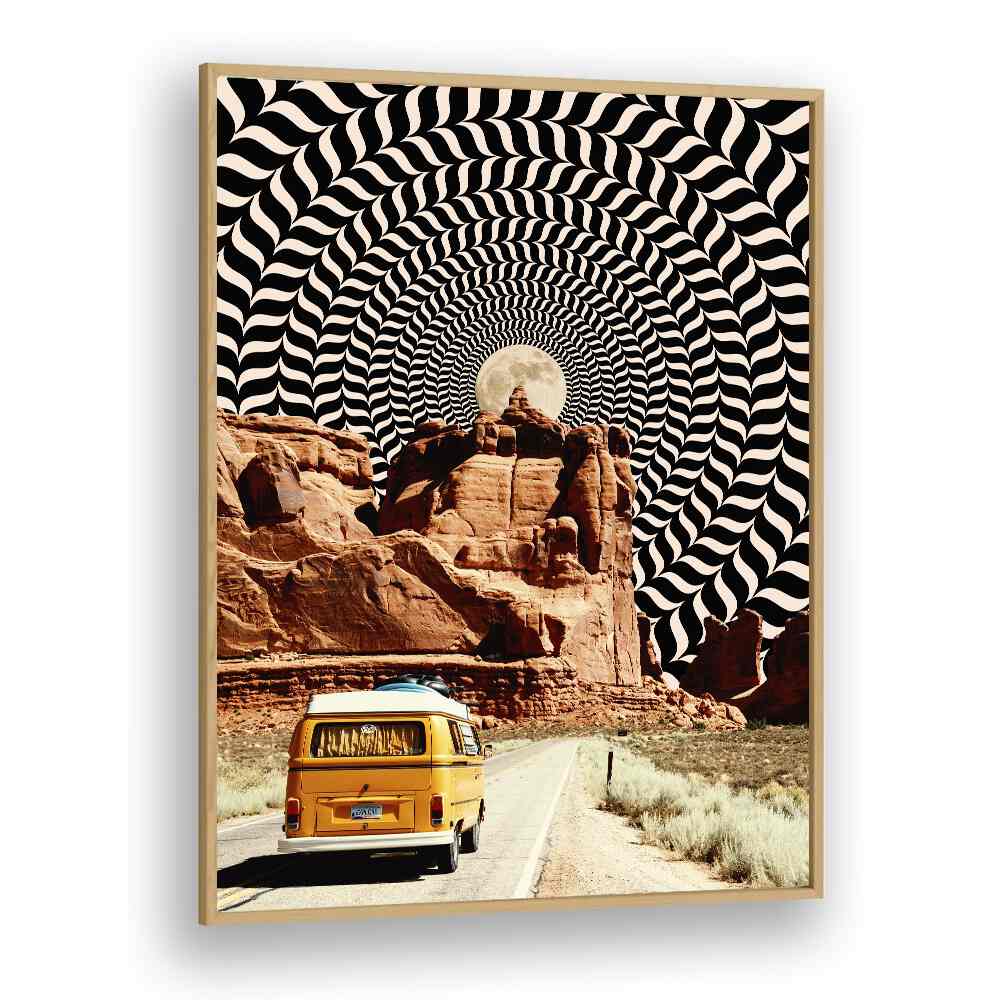 Commute The Real Surreal Paintings Surreal Art Prints in Oak Wood Plain Frame