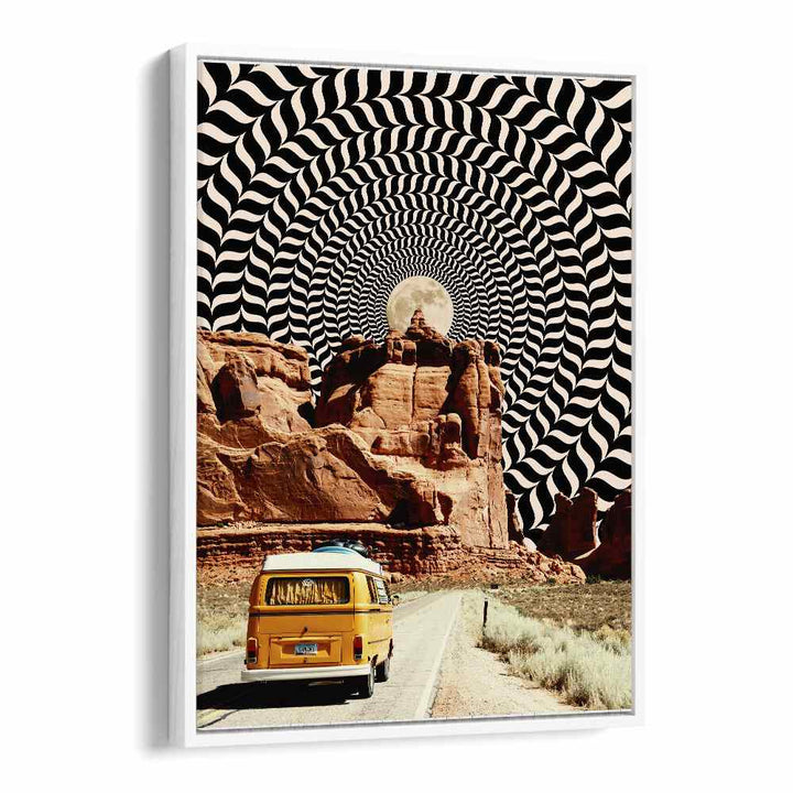 Commute The Real Surreal Paintings Surreal Art Prints in White Floater Frame