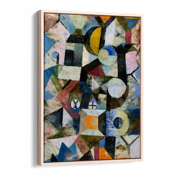 Composition With The Yellow Half-moon And The Y 1918 I Vintage Paintings in Oak Wood Floater Frame