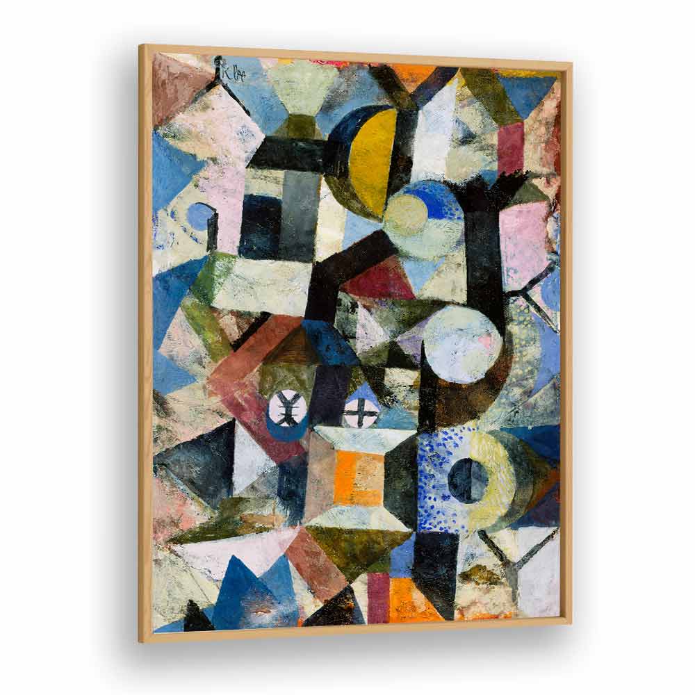 Composition With The Yellow Half-moon And The Y 1918 I Vintage Paintings in Oak Wood Plain Frame