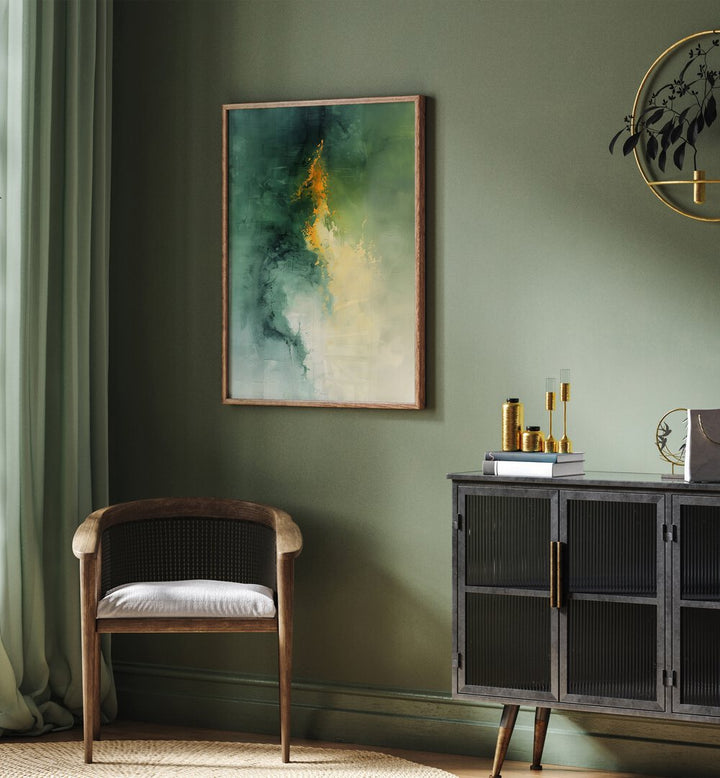 Elegant green and gold tones in CONTEMPORART - TWILIGHT II, ABSTRACT PAINTINGS, perfect for modern home decor.