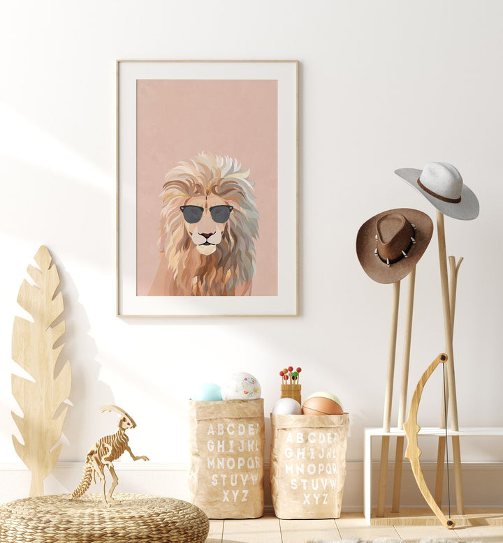 Cool Cat Lion By Sarah Manovski Wildlife Paintings placed on wall 