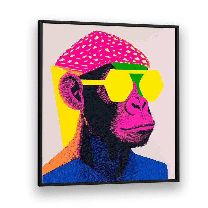 Cool Monkey Pop Art Paintings Pop Art Prints in Black Plain Frame