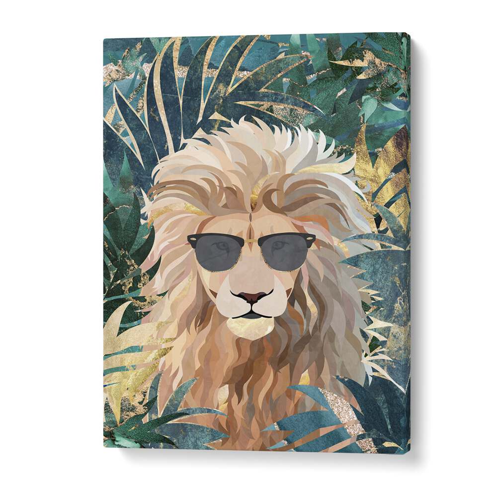 Cool Tropical Lion in Sunglasses By Sarah Manovski Wildlife Painting in Gallery Wrap