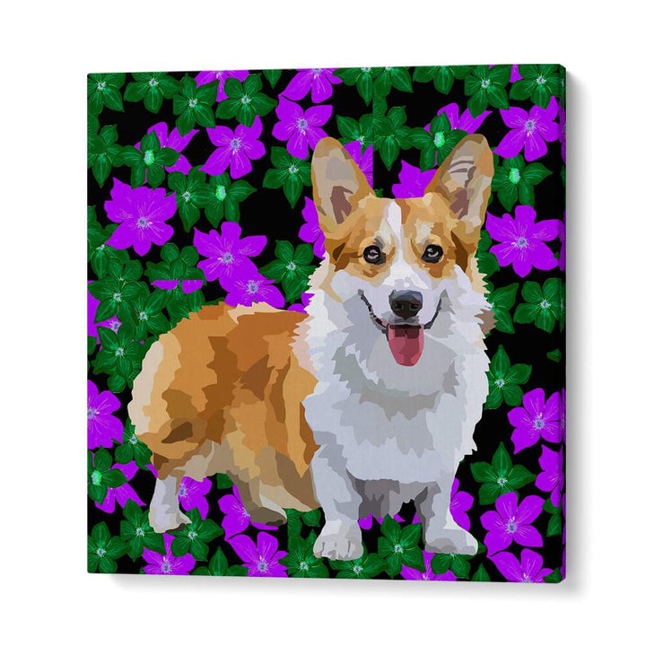 Corgi In Flowers By Lynnda Rakos Pop Art Paintings Pop Art Prints in Gallery Wrap