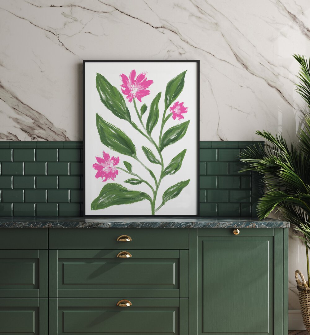 Corn Flower by Martina Botanical Art Prints placed on wall 