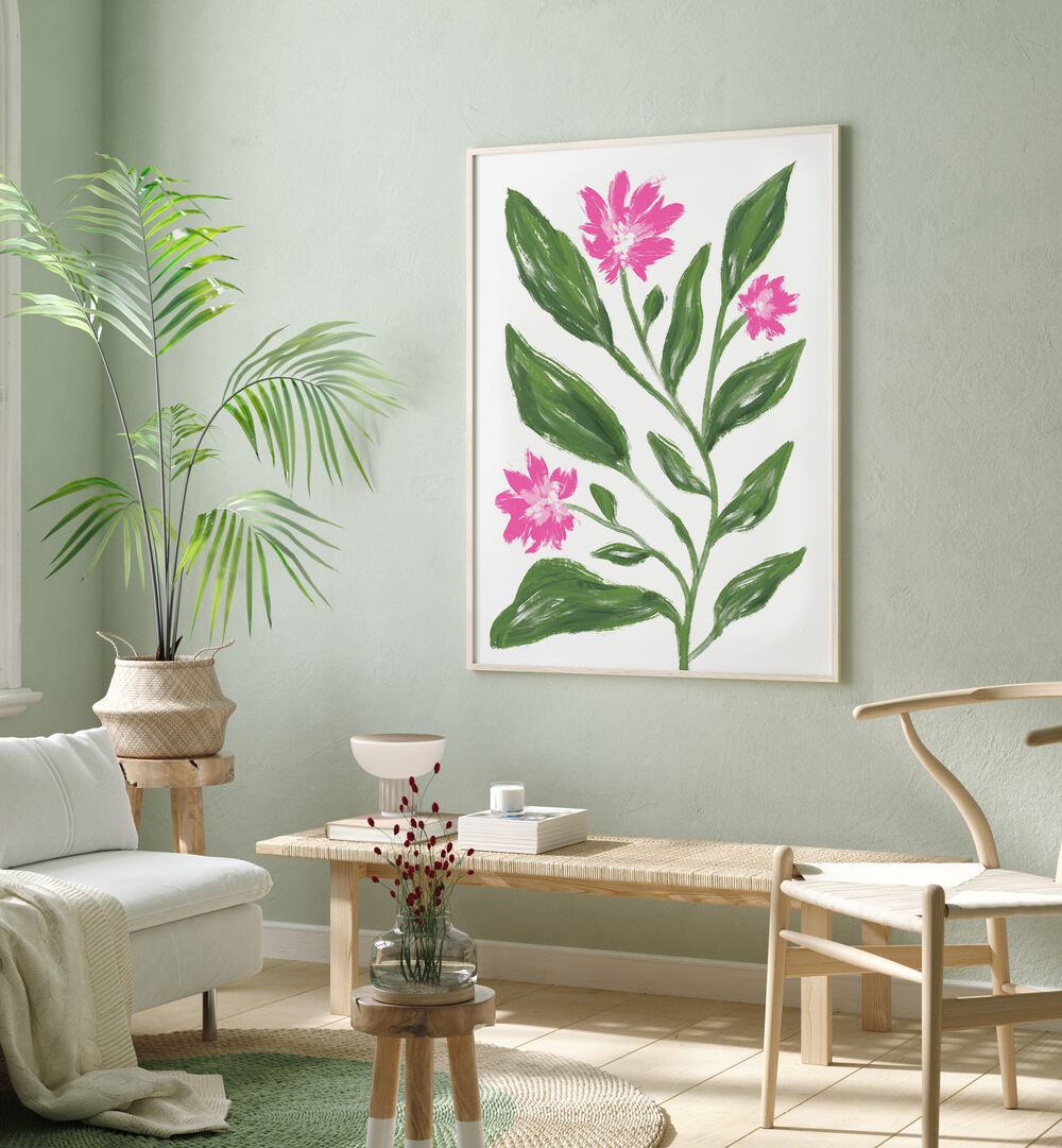 Corn Flower by Martina Botanical Art Printsplaced on wall 