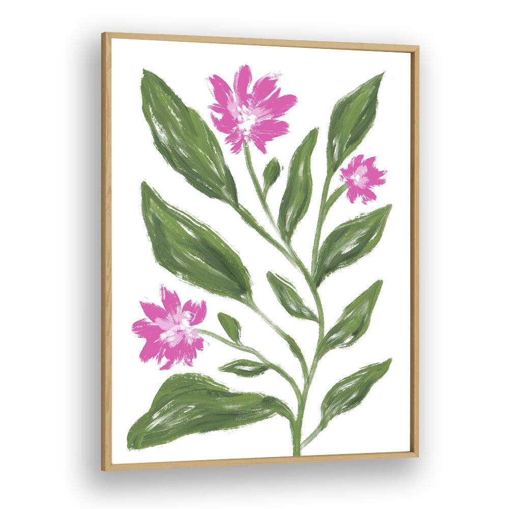 Corn Flower by Martina Botanical Art Prints in Oak Wood Plain Frame