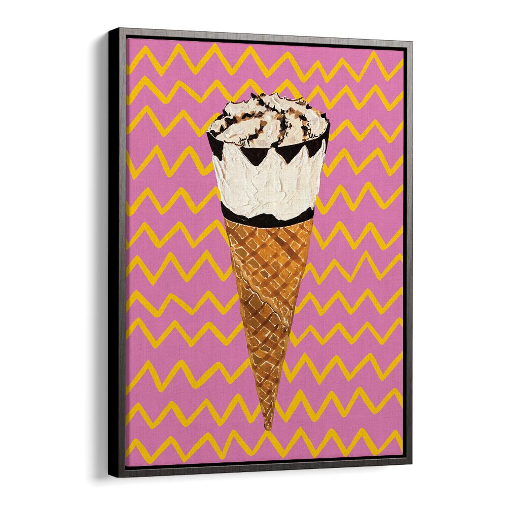 Cornetto Pink by Alice Straker Cafe Art Prints Cafe Posters in Black Floater Frame