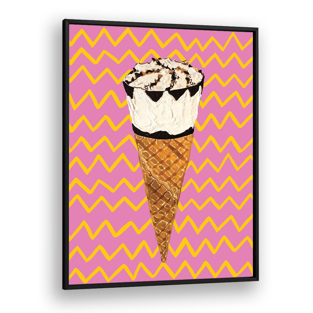 Cornetto Pink by Alice Straker Cafe Art Prints Cafe Posters in Black Plain Frame