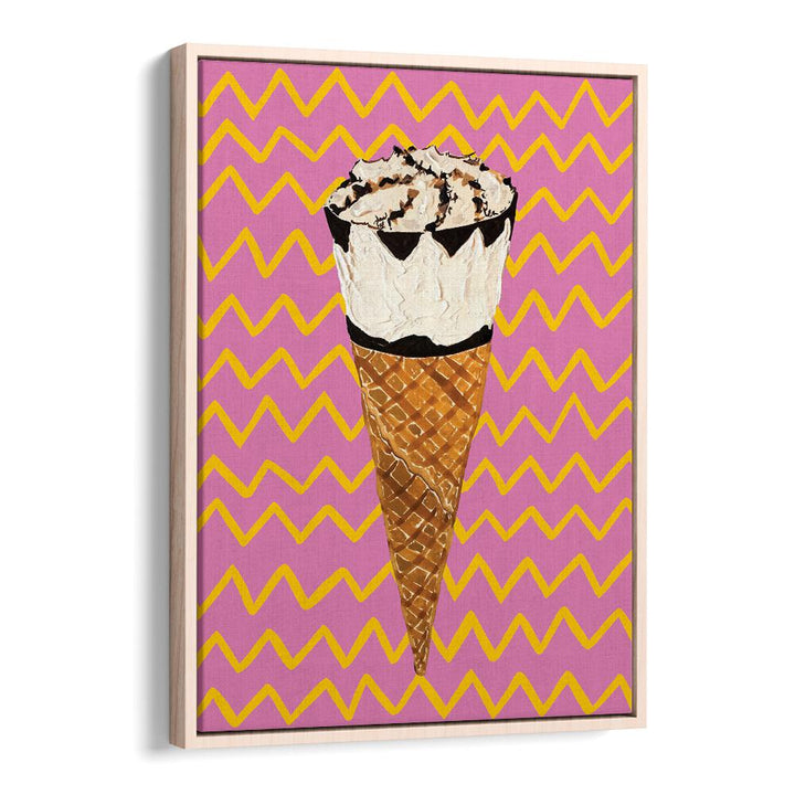 Cornetto Pink by Alice Straker Cafe Art Prints Cafe Posters in Oak Wood Floater Frame