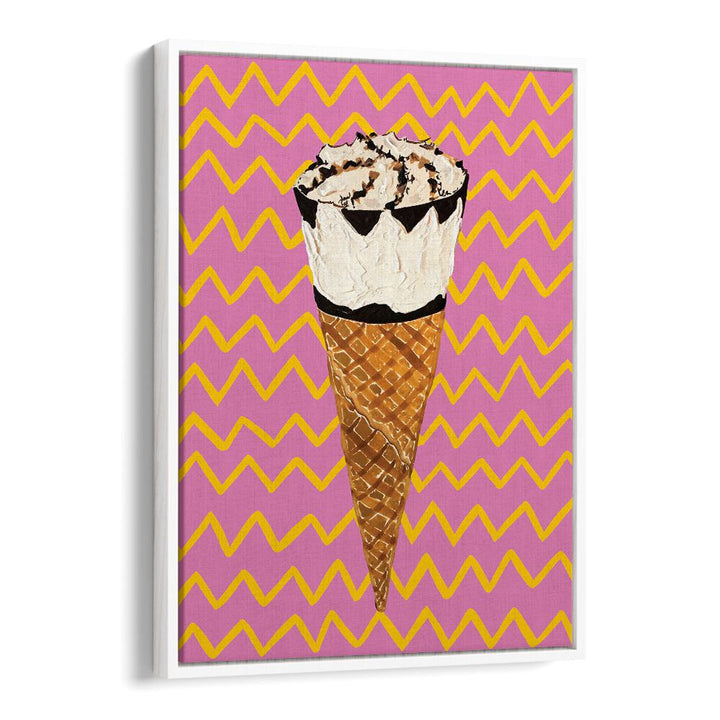 Cornetto Pink by Alice Straker Cafe Art Prints Cafe Posters in White Floater Frame