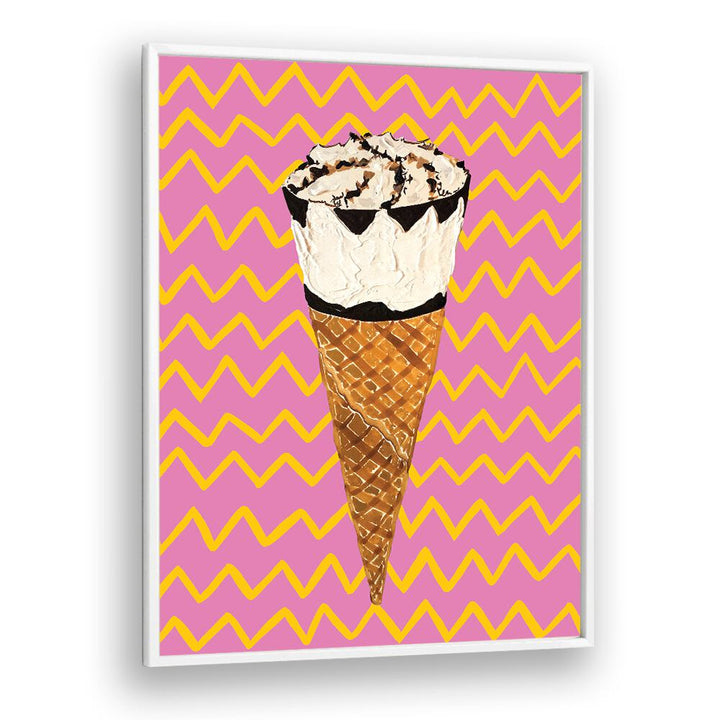 Cornetto Pink by Alice Straker Cafe Art Prints Cafe Posters in White Plain Frame